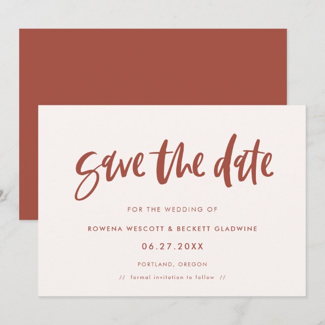 Save The Date Moderne élégant rose neige enregistrer la date (Devant / Derrière)
