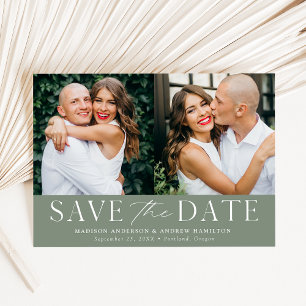 Save The Date Moderne Elegant Sage Green 2 Photo