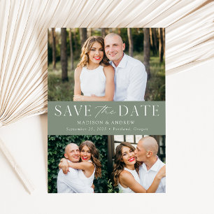 Save The Date Moderne Elegant Sage Green 3 Photo