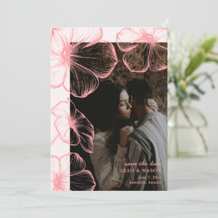 Save The Date Moderne Élégante Photo Florale Rose Mariage