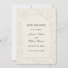 Save The Date Moderne et élégant mariage à fleurs beige brun