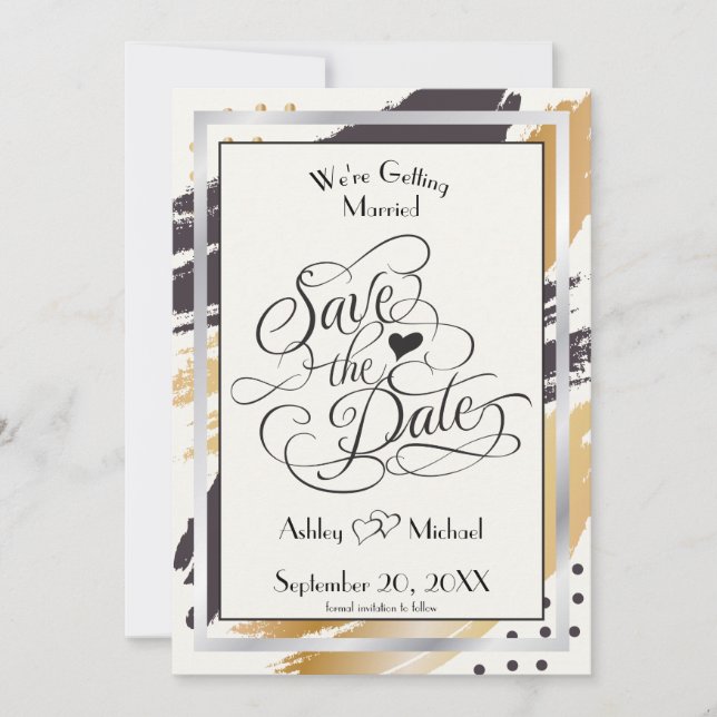 Save the Date Moderne Farbstiche und Typografie (Vorderseite)