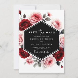 Save The Date Moderne Floral Crimson Mariage rouge