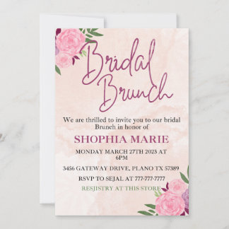 Save The Date Moderne floral rose blush aquarelle brunch de mari