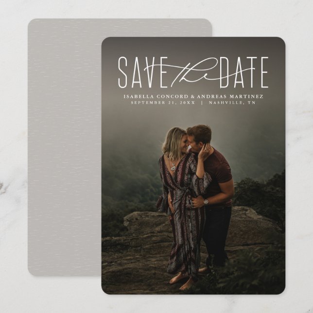 Save the Date moderne Foto-Ankündigung (Vorne/Hinten)