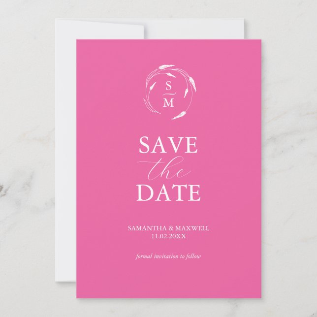 Save The Date Moderne Fuchsia Rose Minimal Enregistrer La Date (Devant)