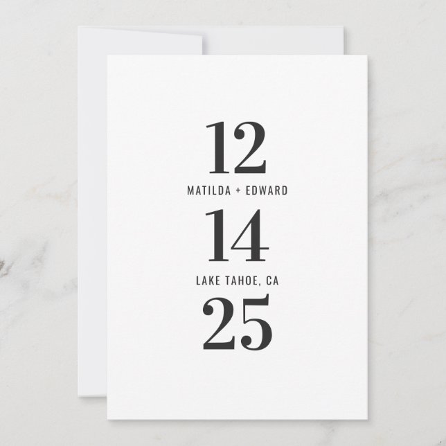 Save The Date Moderne, graphique, typographie mariage monochrome (Devant)