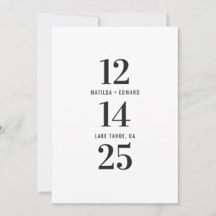 Save The Date Moderne, graphique, typographie mariage monochrome