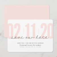 SAVE THE DATE moderne große Zahlen rosa Schwarz