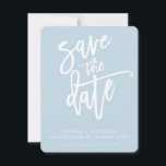 SAVE THE DATE moderne Kalligraphieschrift blass bl<br><div class="desc">per kat massard >>> https://linktr.ee/simplysweetpaperie<<< A modern design featuring hand lettered, brushed type for your SAVE THE DATE ANNOUNCEMENT. Setup as a template it is simple for you to personalize it - make it yours! >>> TIPS - Klicken Sie einfach auf die Schaltfläche "Anpassen" und fügen/ändern Sie den Text, die...</div>