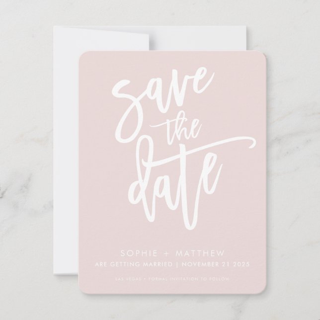 SAVE THE DATE moderne Kalligraphieskripte rot-weiß (Vorderseite)
