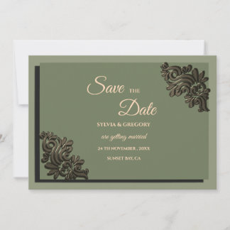 Save The Date Moderne Luxe ton Terre Sage Vert & Or Classic