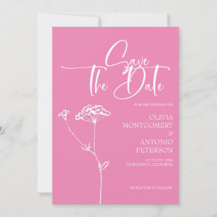 Save The Date Moderne minimaliste calligraphie Mariage rose