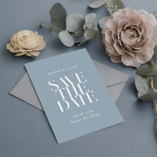 Save The Date Moderne minimaliste Dusty Bleu Chic Mariage