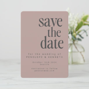 Save The Date Moderne minimaliste Dusty Mauve Simple Gras Mariag