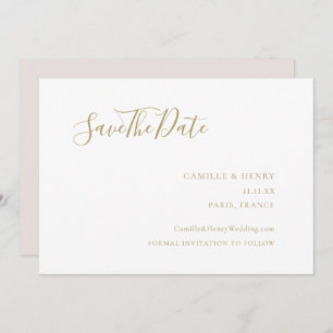 Save The Date Moderne minimaliste écrit à la main Mariage blanc