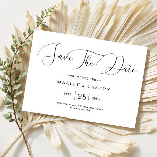 Save The Date Moderne minimaliste Mariage noir blanc