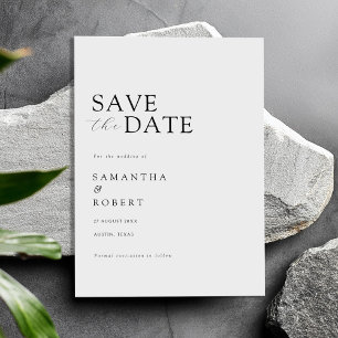 Save The Date Moderne minimaliste Mariage noir et blanc