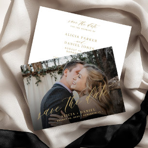 Save The Date Moderne minimaliste or écriture photo mariage