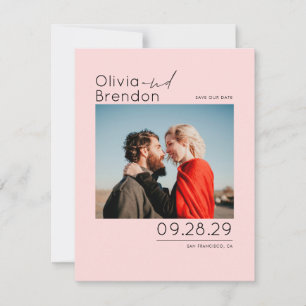Save The Date Moderne minimaliste rose Enregistrer la photo de l