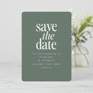 Save The Date Moderne minimaliste Sage foncé Vert Simple Élégant