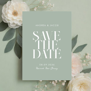 Save The Date Moderne minimaliste Sage Vert Mariage chic