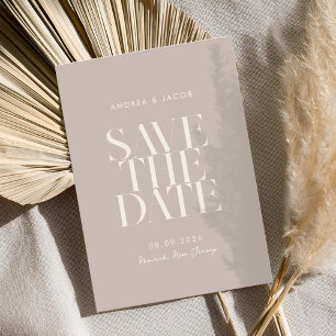 Save The Date Moderne minimaliste Taupe Beige Chic Mariage