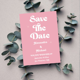 Save The Date Moderne minimaliste Vibrand orange et Mariage rose