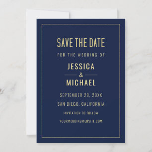 Save The Date Moderne Naby Blue Elegant Simple Minimaliste Maria