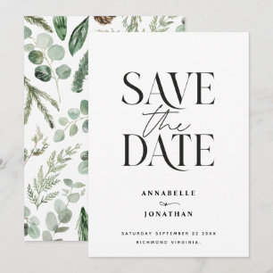 Save The Date Moderne non photo élégante aquarelle botanique
