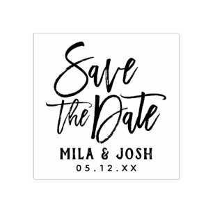 Save the Date Moderne Pinselschrift benutzerdefini Gummistempel