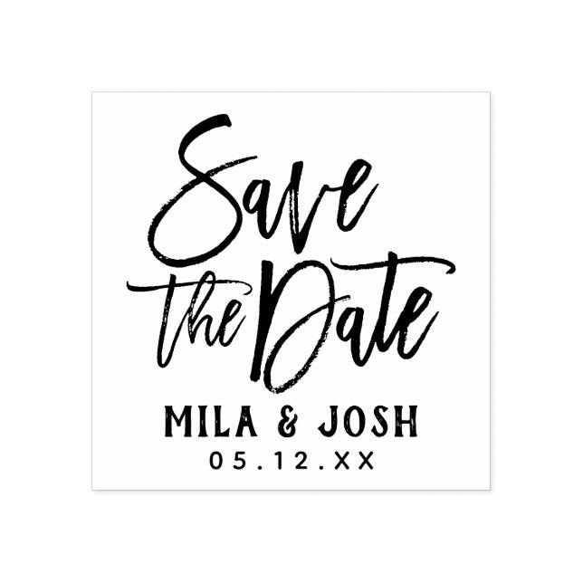Save the Date Moderne Pinselschrift benutzerdefini Gummistempel (Prägung)