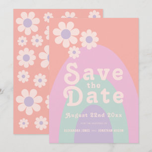 Save The Date Moderne Rétro les années 70 Mariage Pastel