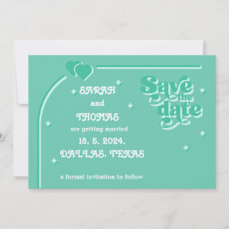 Save The Date Moderne Retro super vert les années 70 mariage
