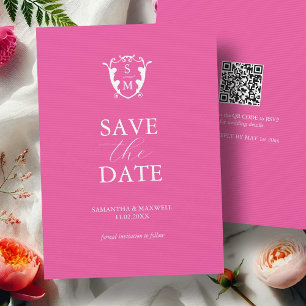 Save The Date Moderne Rose Vibrant Minimaliste Date de Remise