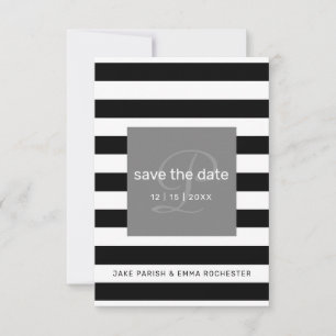 Save the Date Moderne Schwarz-weiße Streifen