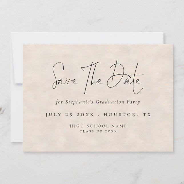 Save The Date Moderne Script 2025 Cream Texture Graduation (Devant)