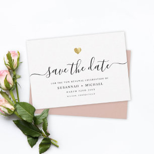 Save The Date Moderne Script minimaliste Gold Vow Renouvellement