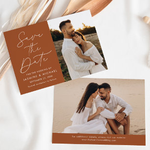 Save The Date Moderne Script Terre cuite 2 Photo