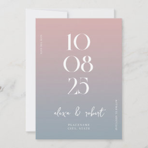 Save The Date Moderne Simple chic Dusty Rose bleu Mariage