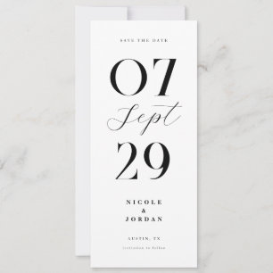 Save The Date Moderne Simple Chic Mariage noir et blanc