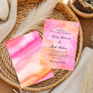 Save The Date Moderne simple mariage aquarelle rose et orange