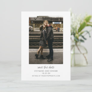 Save The Date Moderne Simple Mariage Photo Minimaliste Noir Blan