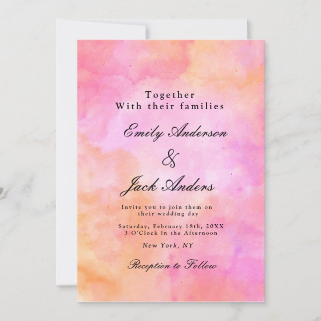 Save The Date Moderne simple Mariage rose et orange (Devant)