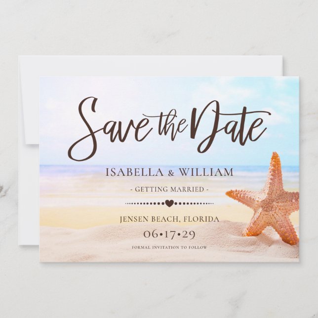 Save The Date Moderne Tropical Summer Starfish Mariage Save The  (Devant)