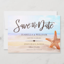 Moderne Tropical Summer Starfish Mariage Save The 