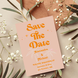 Save The Date Moderne Tropical Vibrant Orange Mariage