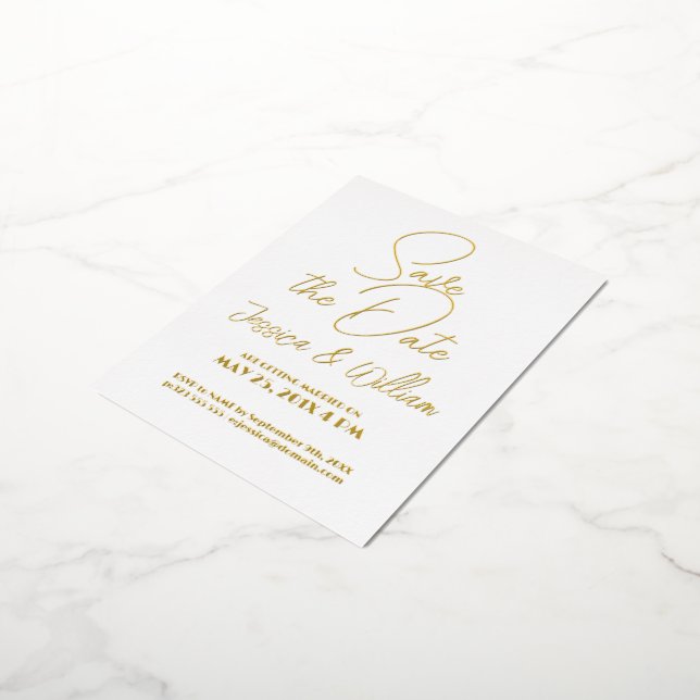 Save the Date Moderne Typografie Folie Einladungspostkarte (Gedreht)