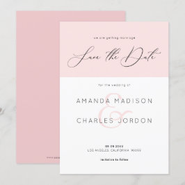 Save the Date moderne Typografie in Rosa und Weiß Einladung