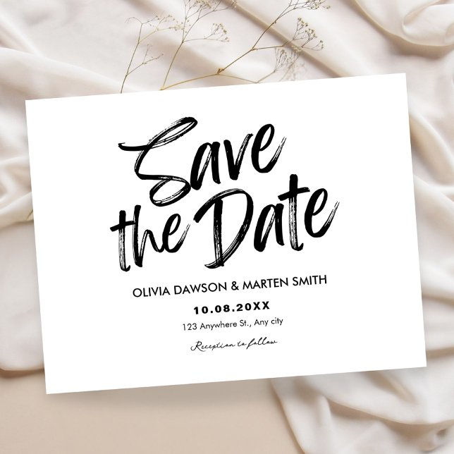 Save The Date Moderne typographie simple noir et blanc  (Créateur téléchargé)